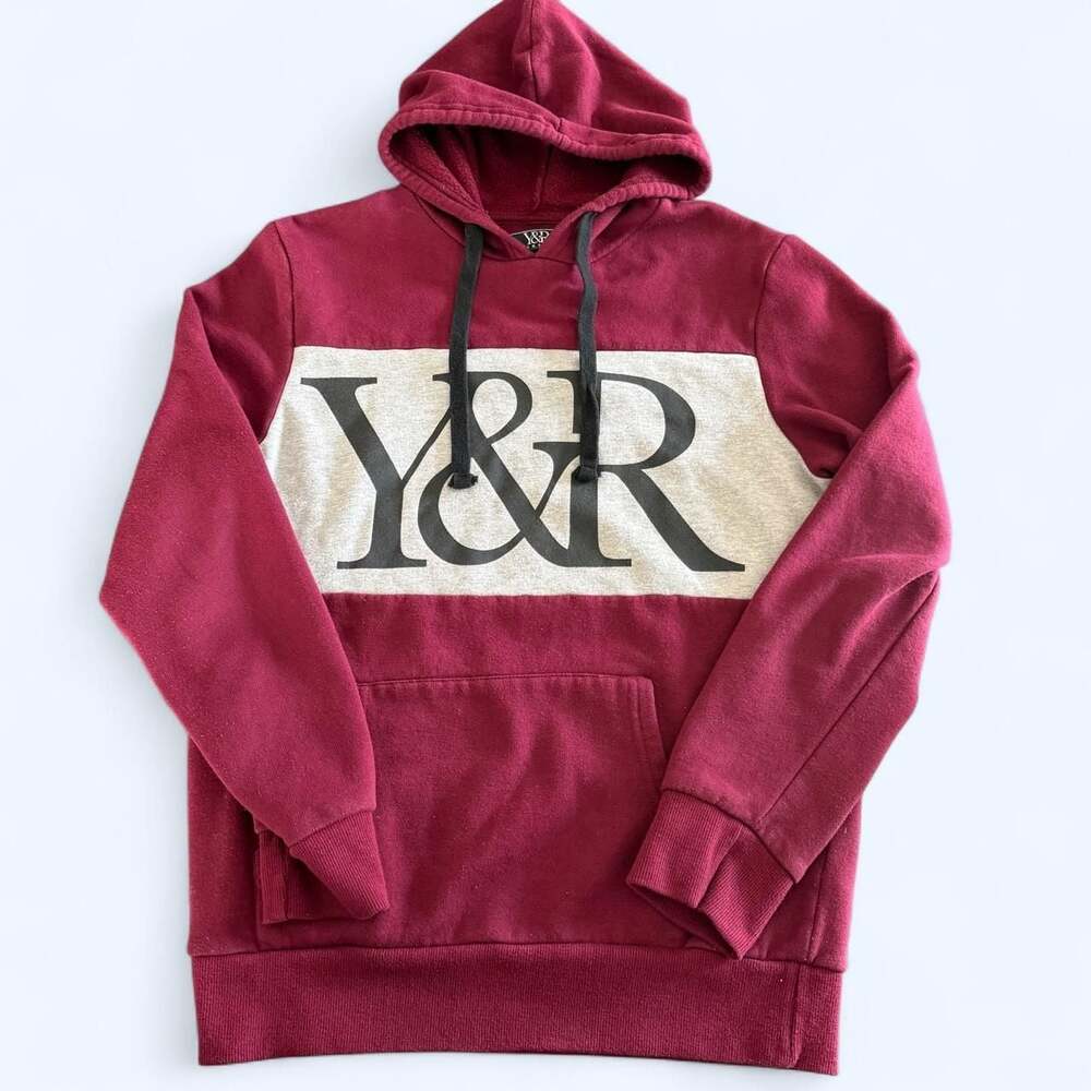 Young & Reckless Colorblock Hoodie Burgandy Size M